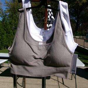 NWT 90 DEGREES BY REFLEX TAUPE&WHITE SPORTS BRAS XL